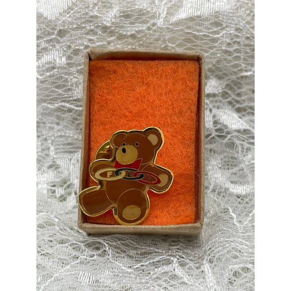 Vintage Olympic Teddy Bear Resin Lapel Pin - Picture 7 of 7